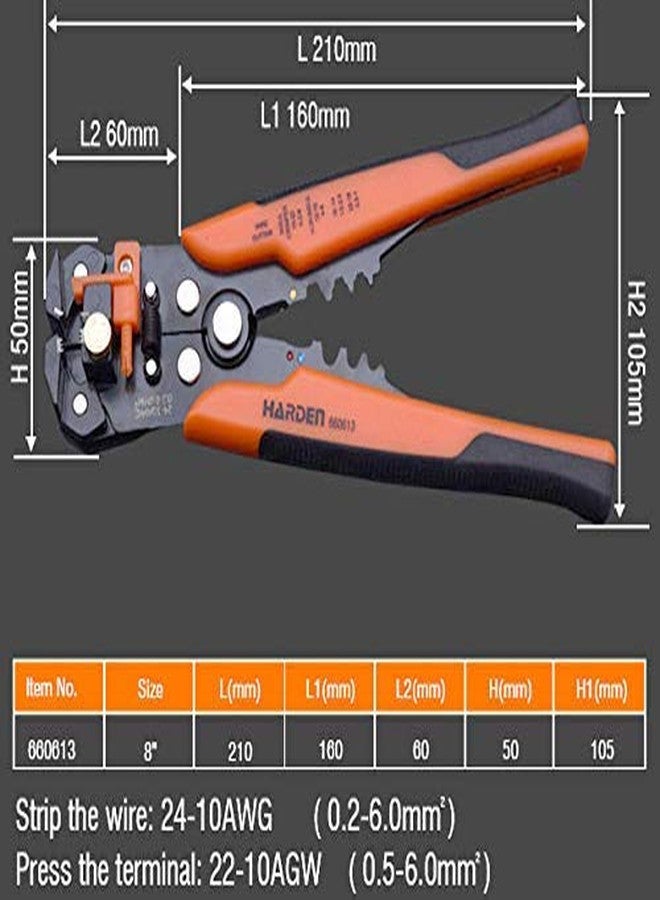 Harden 8" Multi-Function Automatic Wire Stripper Plier - Stripping Crimping and Cutting Tool - Professional Series 660613 - Image 3